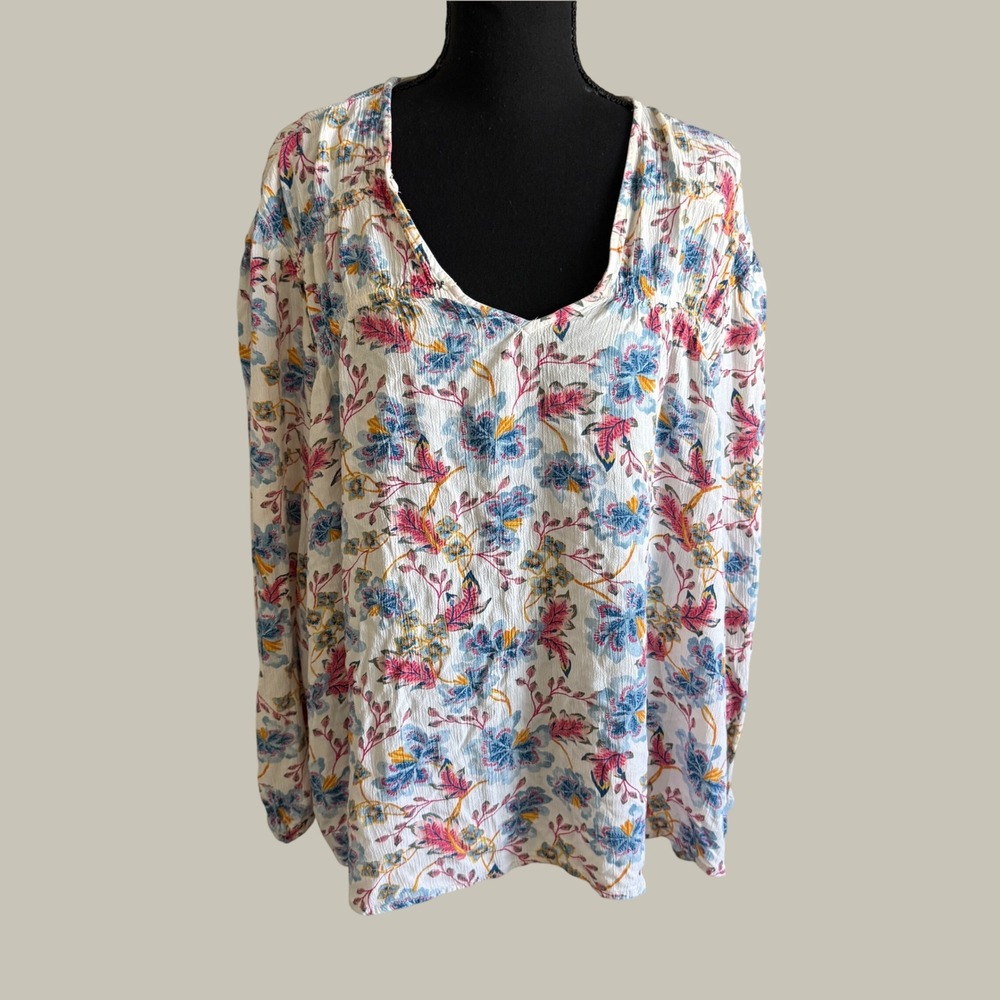 Old Navy Womens Floral Fairy Smocked Long Sleeve Blouse Boho Peasant XXL